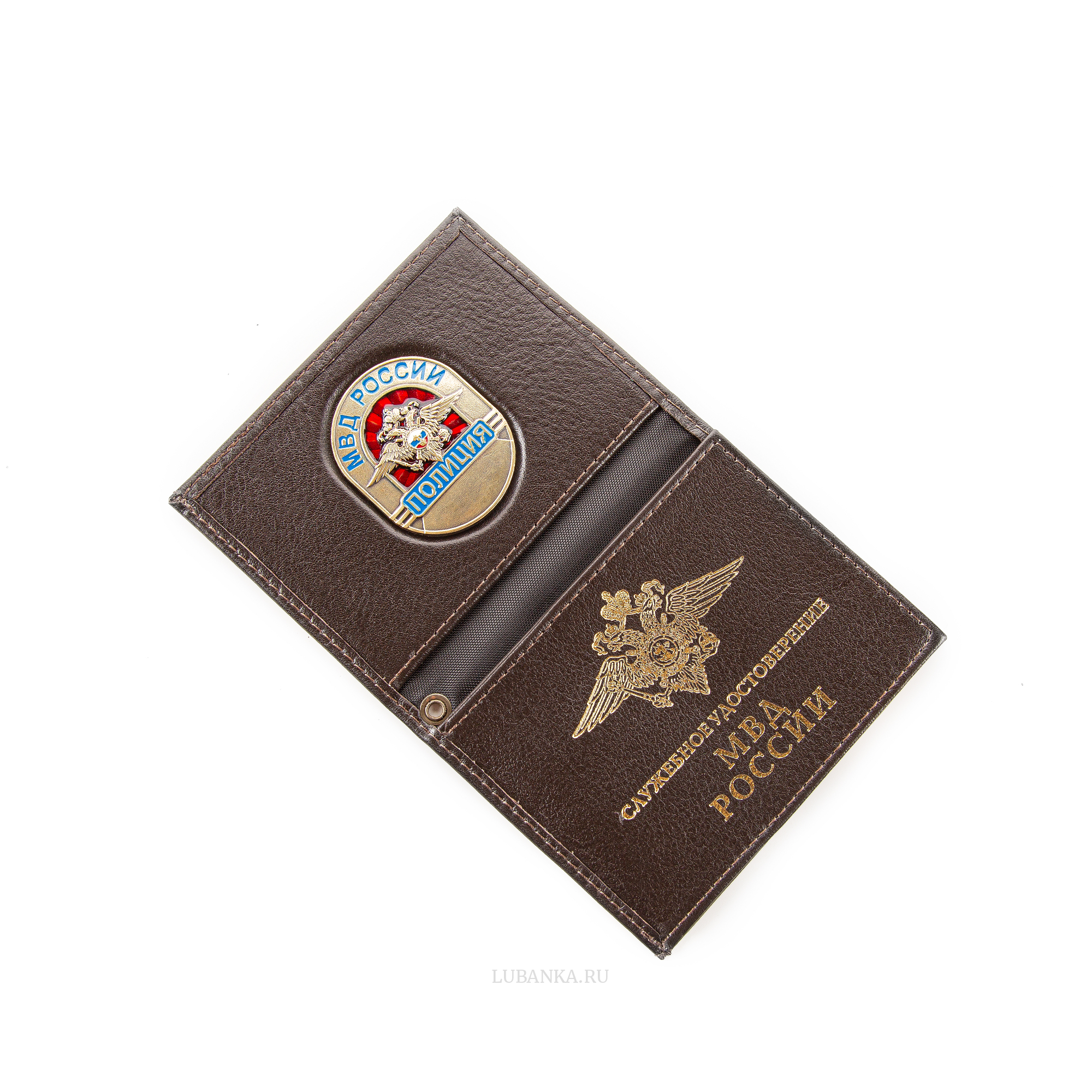 Обложка для удостоверения Полиция с жетоном коричневая